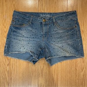 Faded glory denim star print mid-rise shorts